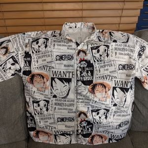 One Piece Luffy comic strip button down shirt